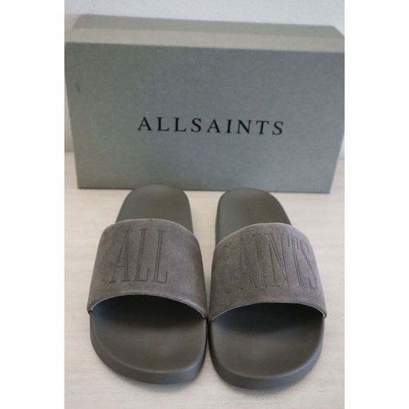 ALLSAINTS 34ZM0180 Men\'s Sz 10M Charcoal Gray Sunland Suede Slide Sandals main image 7